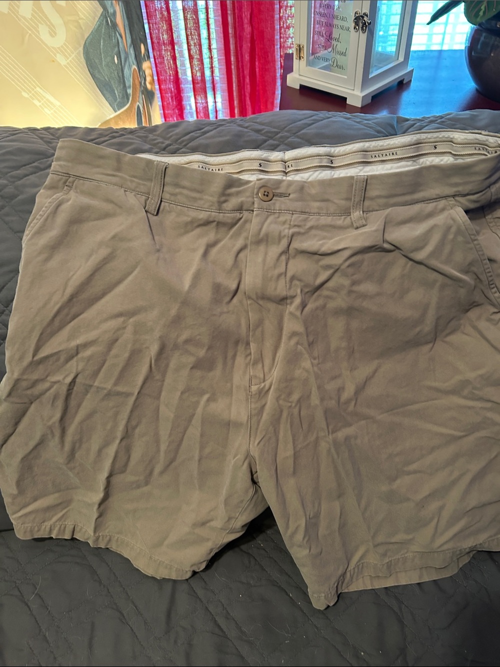 Savane Men's Khaki Flat-Front Stretch Shorts